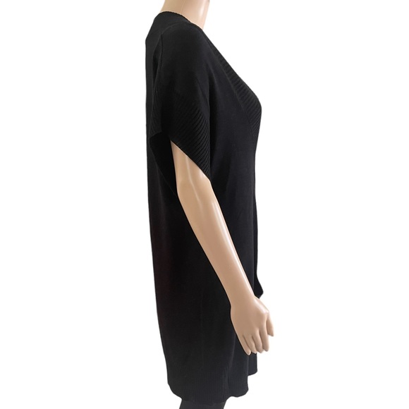 French Connection Black Short Sleeve Snap-front Sweater w Pockets Size Small - Picture 9 of 16